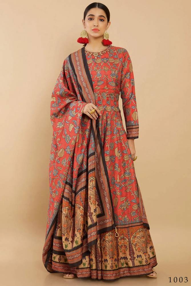 Kalishta 1001 To 1004 Silk Stylish Flaired Gown Catalog